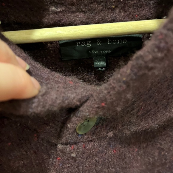 Rag And Bone Sweater Button Soft Wool Oversized Knit Burgundy Maroon Xl - Picture 4 of 5